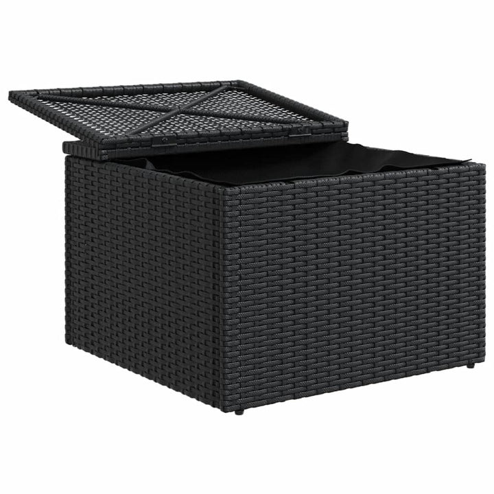 haveskammel med hynde 55x55x37 cm polyrattan sort