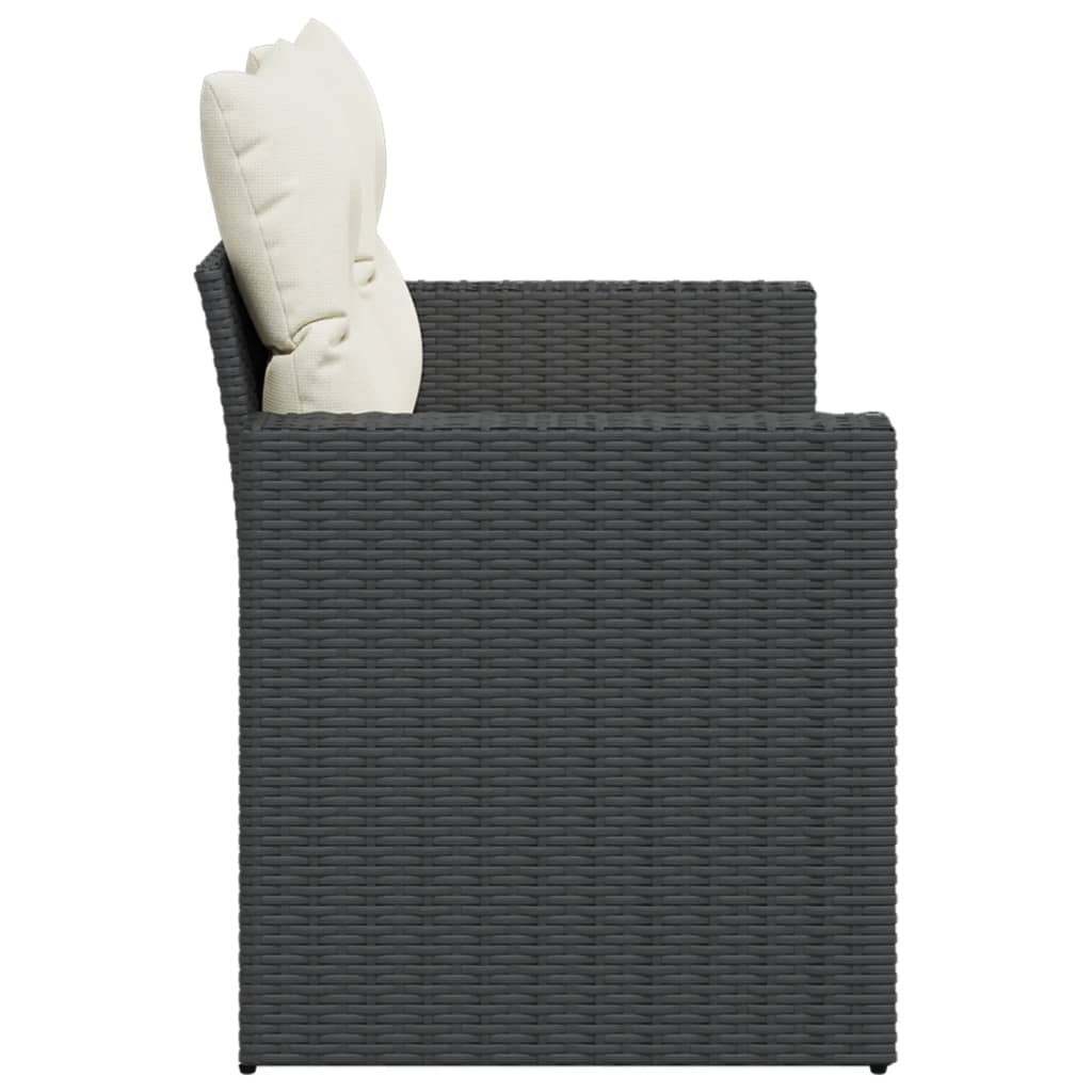 2-personers havesofa med hynder polyrattan sort
