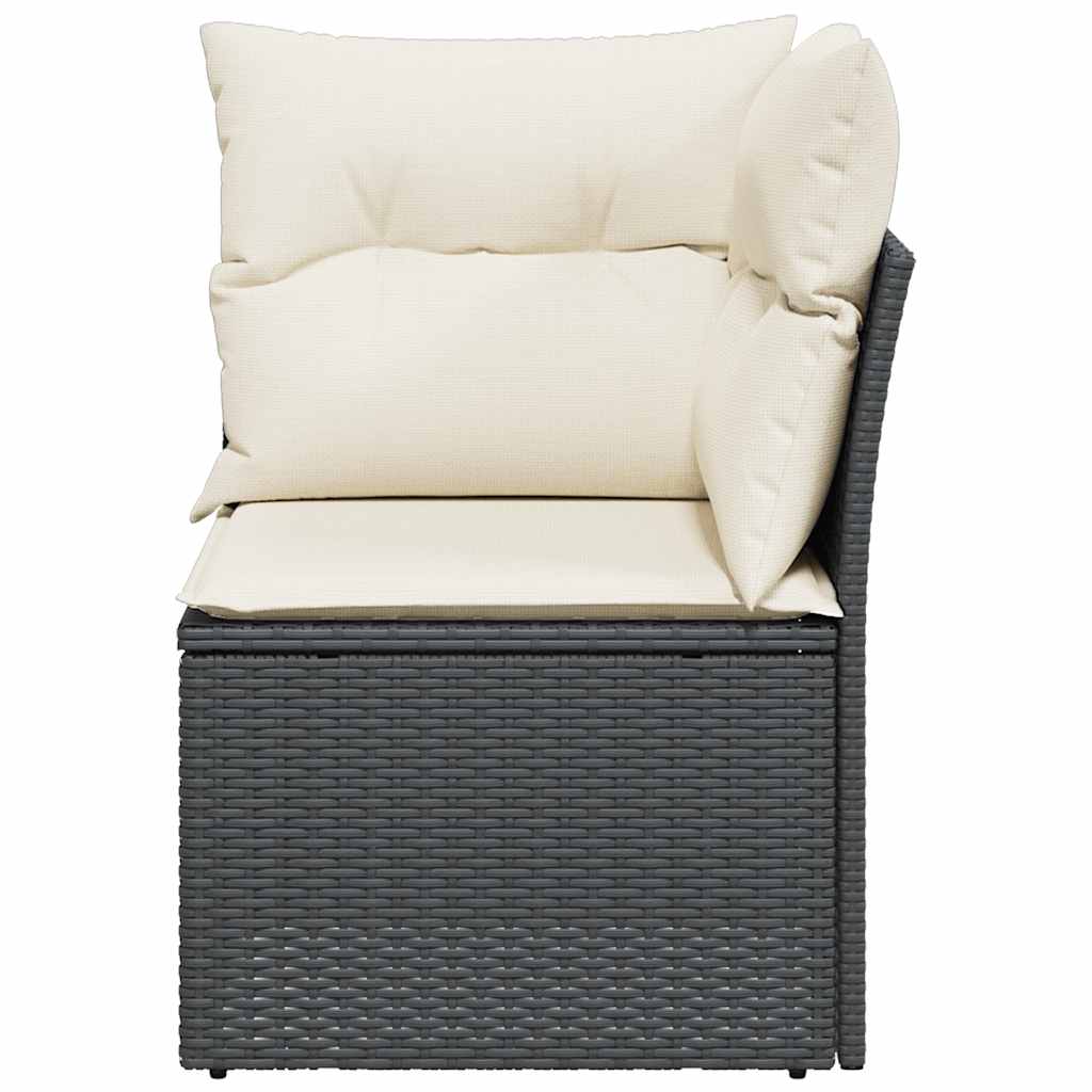hjørnemodul til havesofa med hynder polyrattan sort