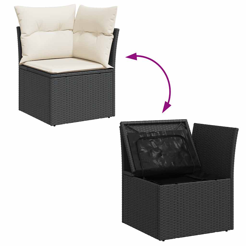 hjørnemodul til havesofa med hynder polyrattan sort