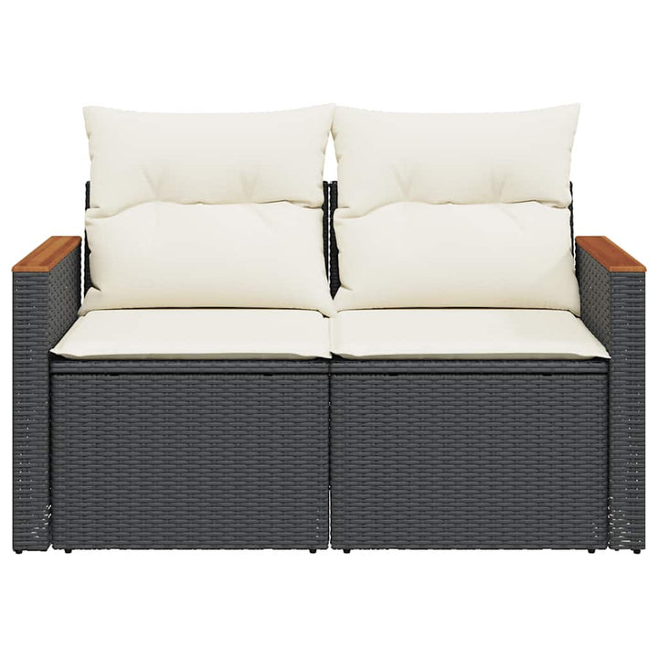 2-personers havesofa med hynder polyrattan sort