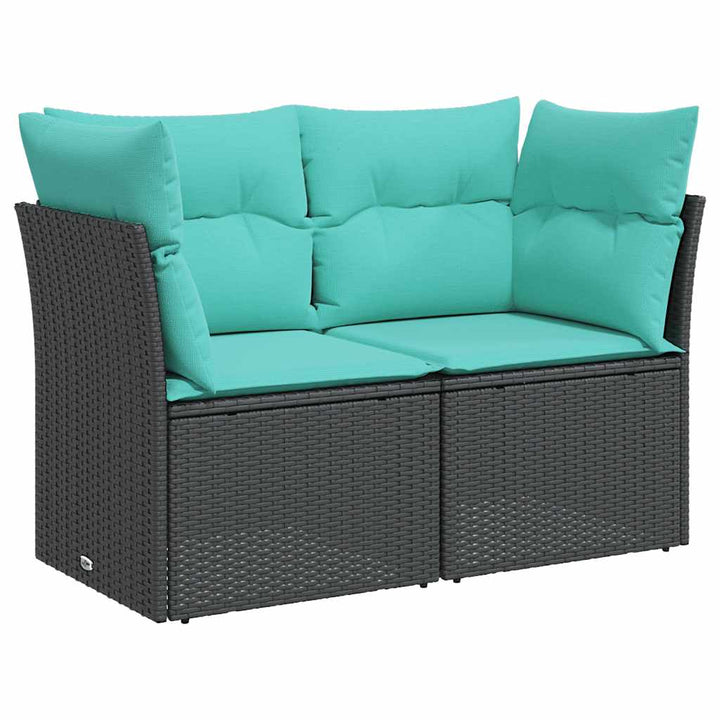 2-personers havesofa med hynder polyrattan sort