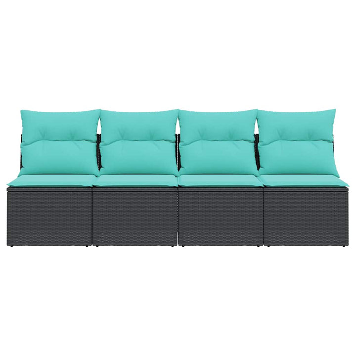 4-personers havesofa med hynder polyrattan sort
