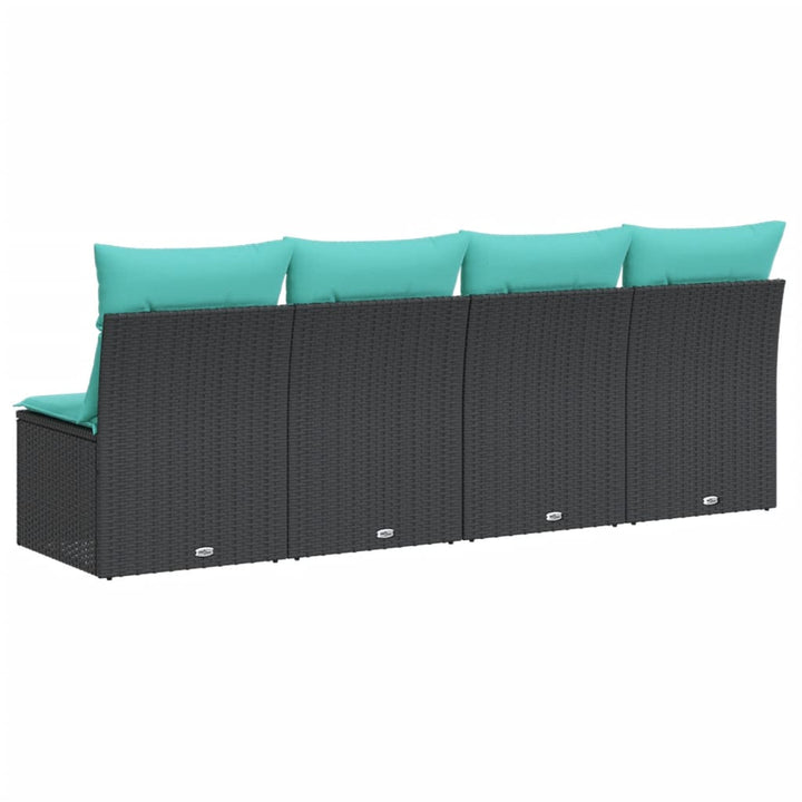 4-personers havesofa med hynder polyrattan sort