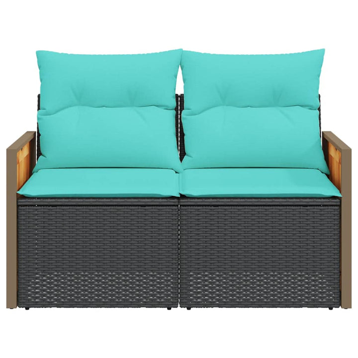 havesofa med hynder 2-personers sort polyrattan