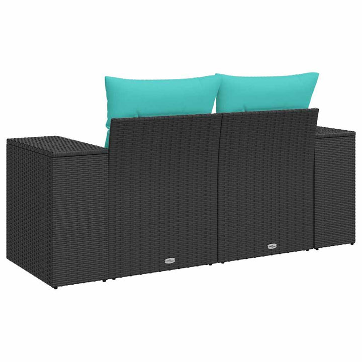 2-personers havesofa med hynder polyrattan sort