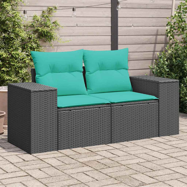 2-personers havesofa med hynder polyrattan sort