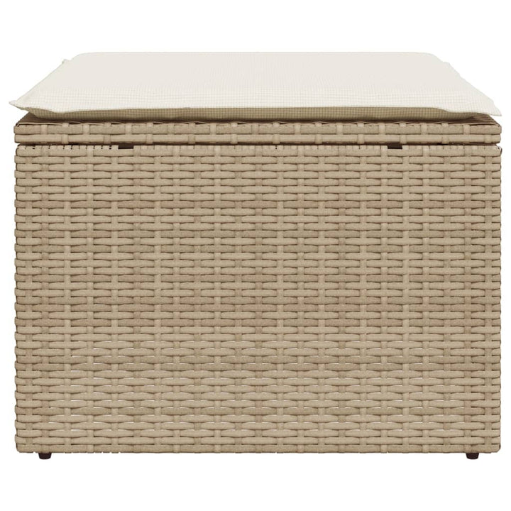 haveskammel med hynde 55x55x37 cm polyrattan beige