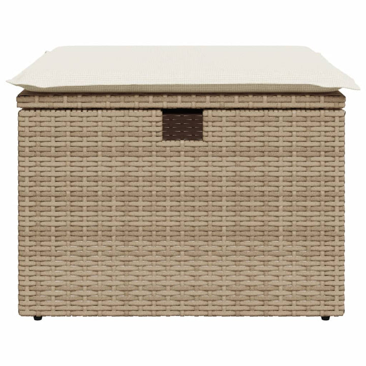 haveskammel med hynde 55x55x37 cm polyrattan beige
