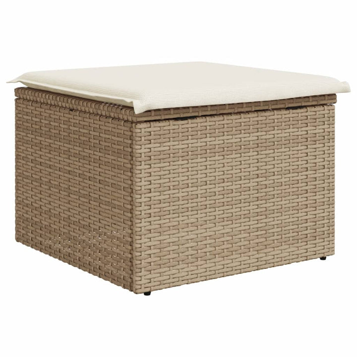 haveskammel med hynde 55x55x37 cm polyrattan beige