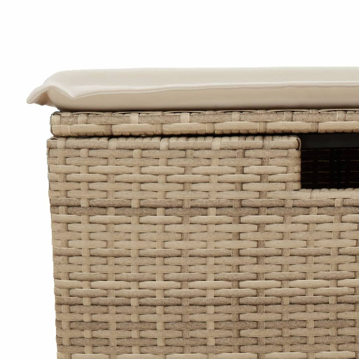 haveskammel med hynde 55x55x37 cm polyrattan beige