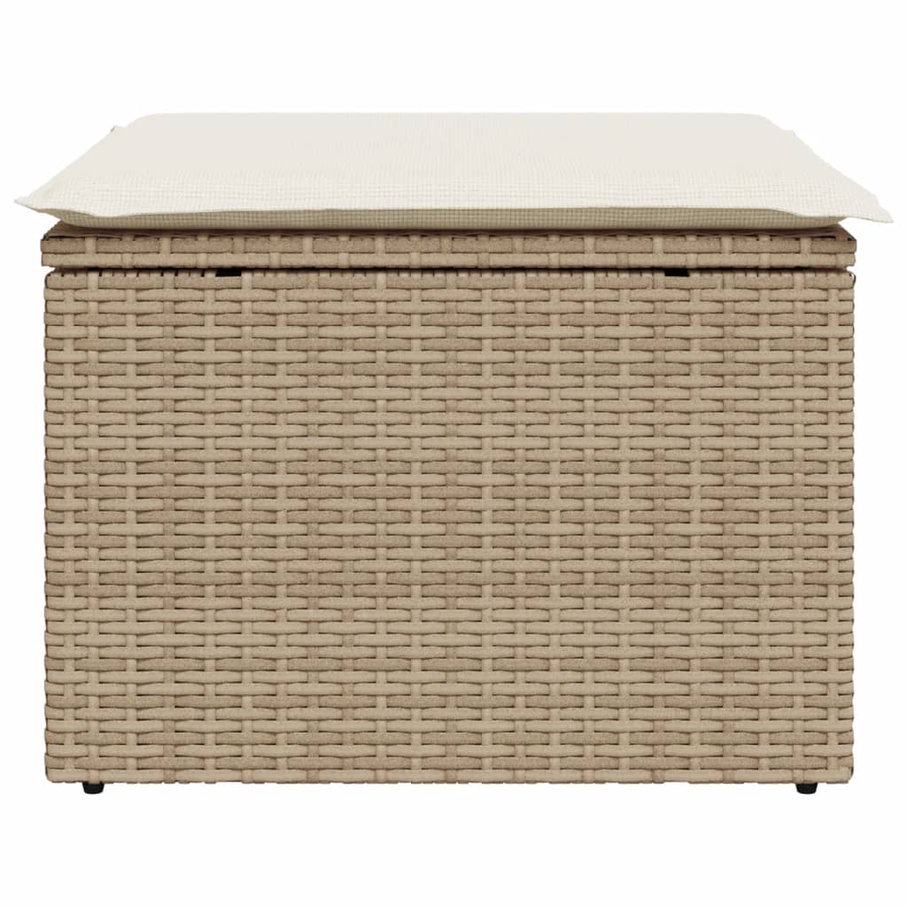 haveskammel med hynde 55x55x37 cm polyrattan beige
