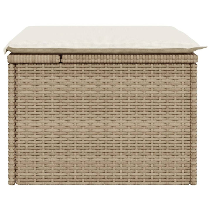 haveskammel med hynde 55x55x37 cm polyrattan beige