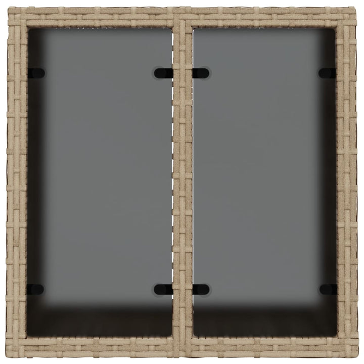 havebord med glastop 55x55x37 cm polyrattan beige