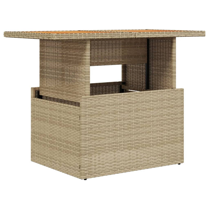 havebord 100x55x73 cm polyrattan og akacietræ beige