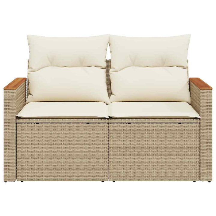 2-personers havesofa med hynder polyrattan beige