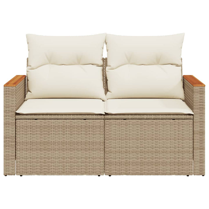 2-personers havesofa med hynder polyrattan beige
