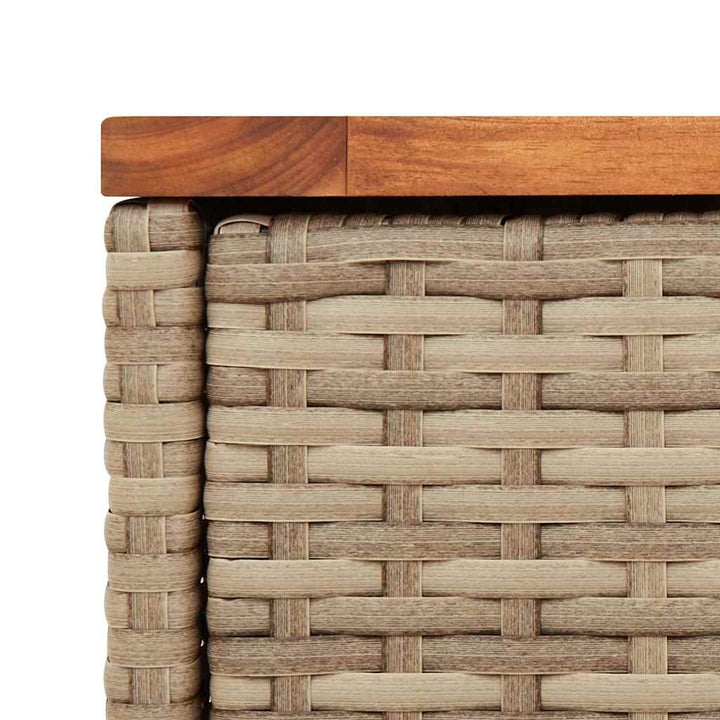 havebord med trætop 58x27,5x55 cm polyrattan beige