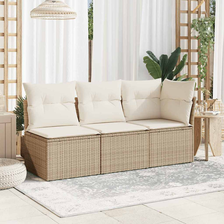 havestol med hynder uden armlæn polyrattan beige