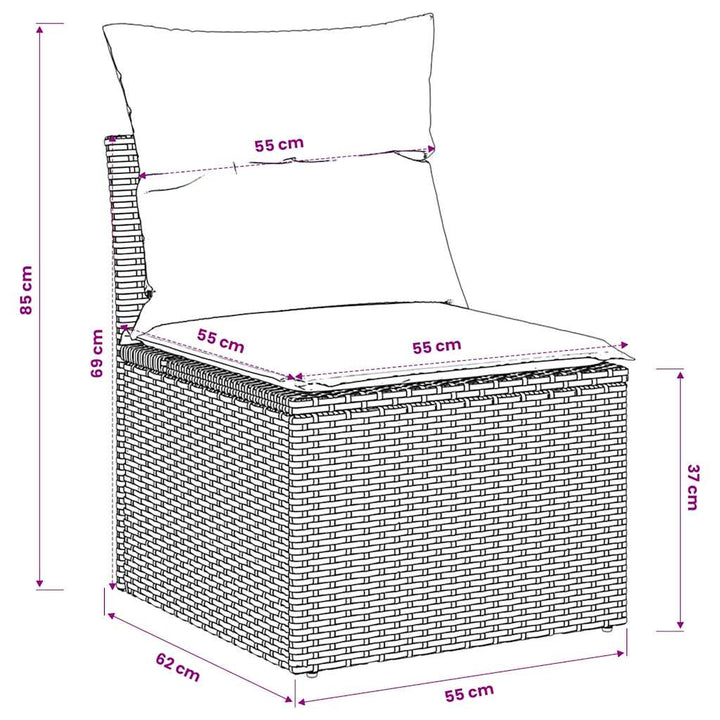 havestol med hynder uden armlæn polyrattan beige