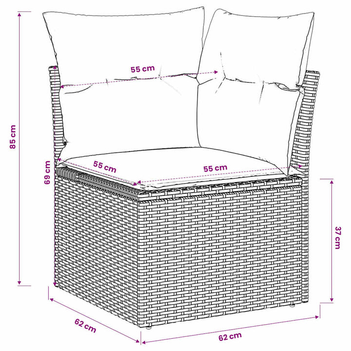 hjørnemodul til havesofa med hynder polyrattan beige