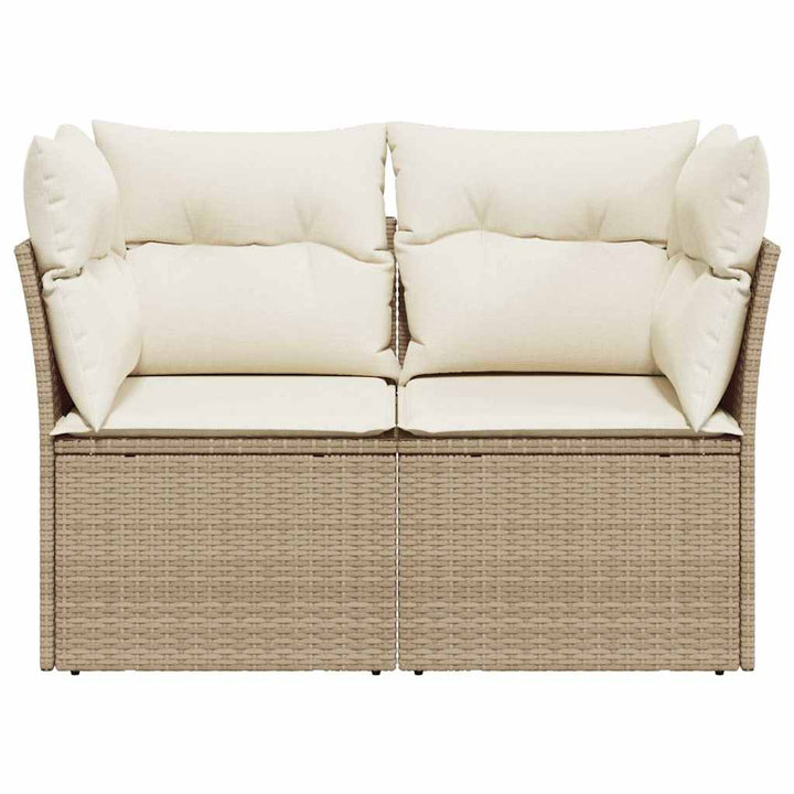 2-personers havesofa med hynder polyrattan beige