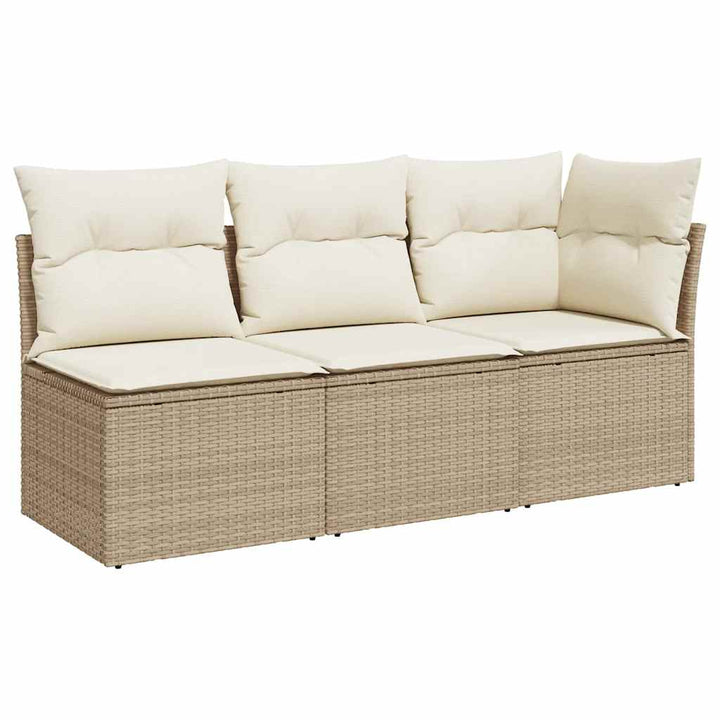 3-personers havesofa med hynder polyrattan beige