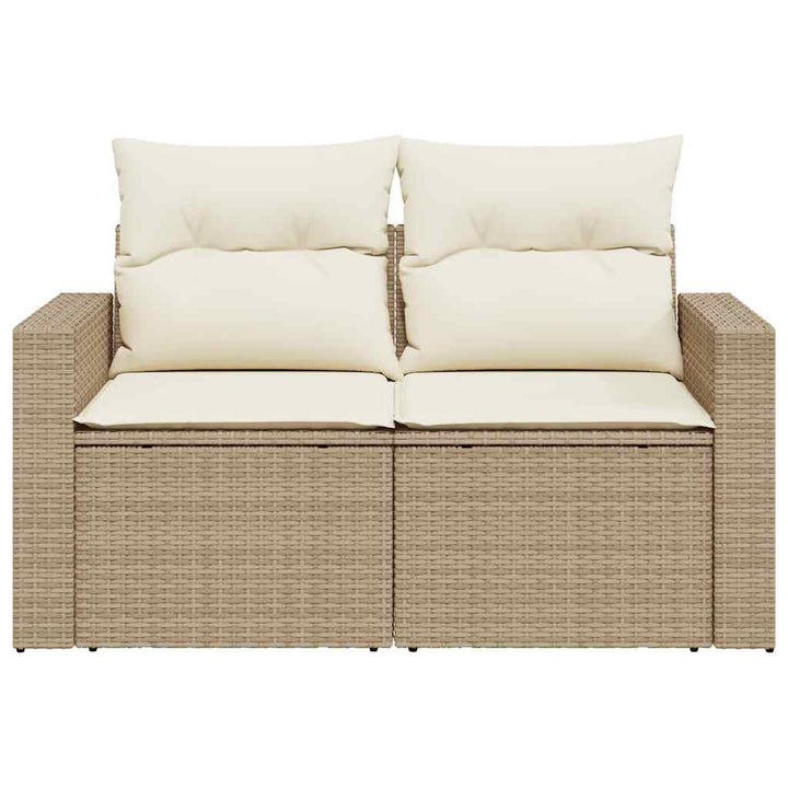 2-personers havesofa med hynder polyrattan beige