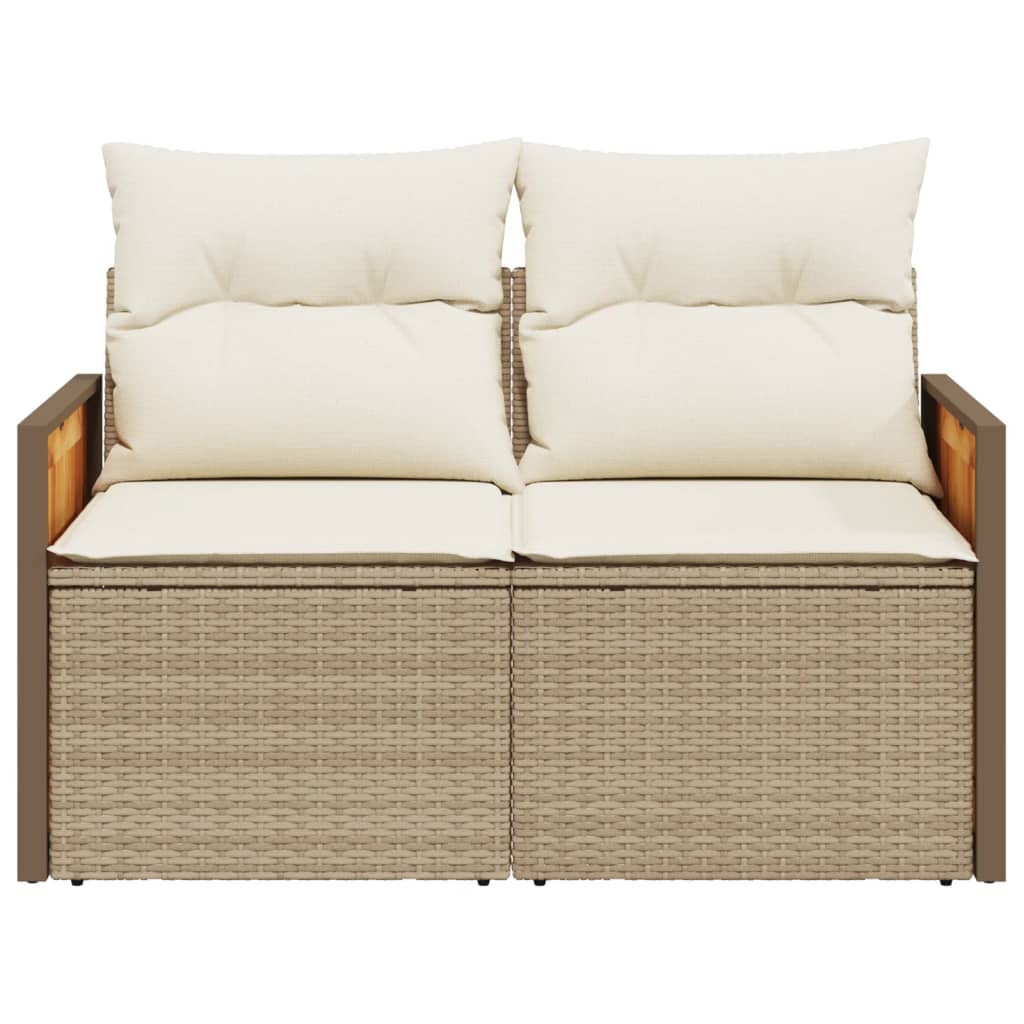 2-personers havesofa med hynder polyrattan beige