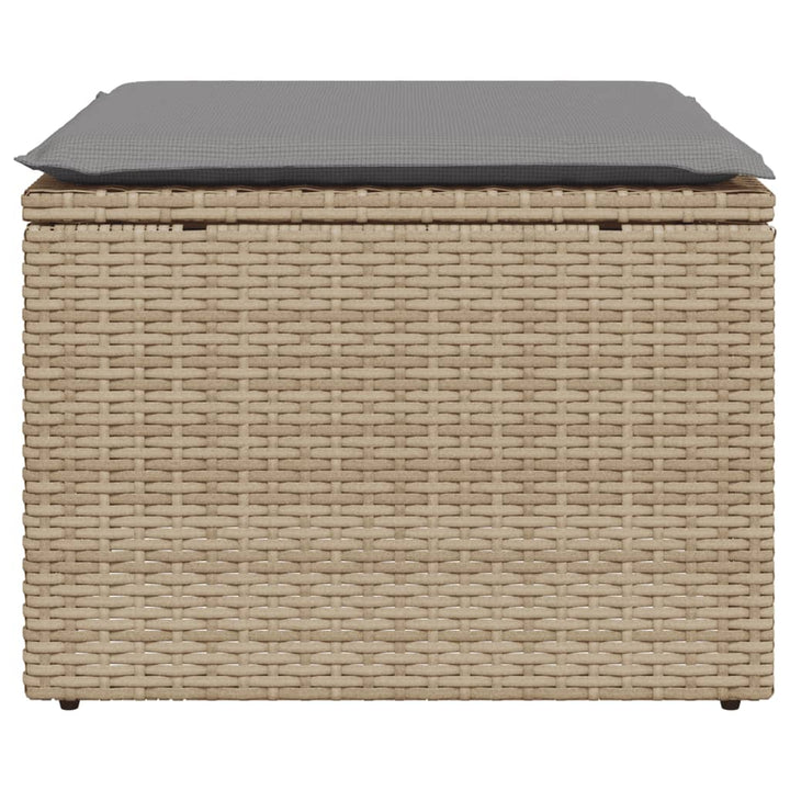 haveskammel med hynde 55x55x37 cm polyrattan beige