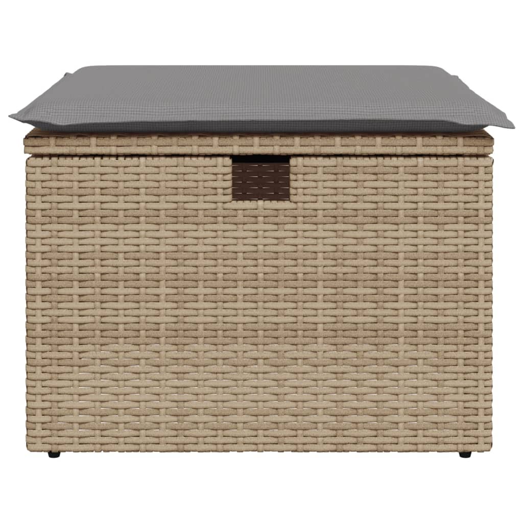 haveskammel med hynde 55x55x37 cm polyrattan beige