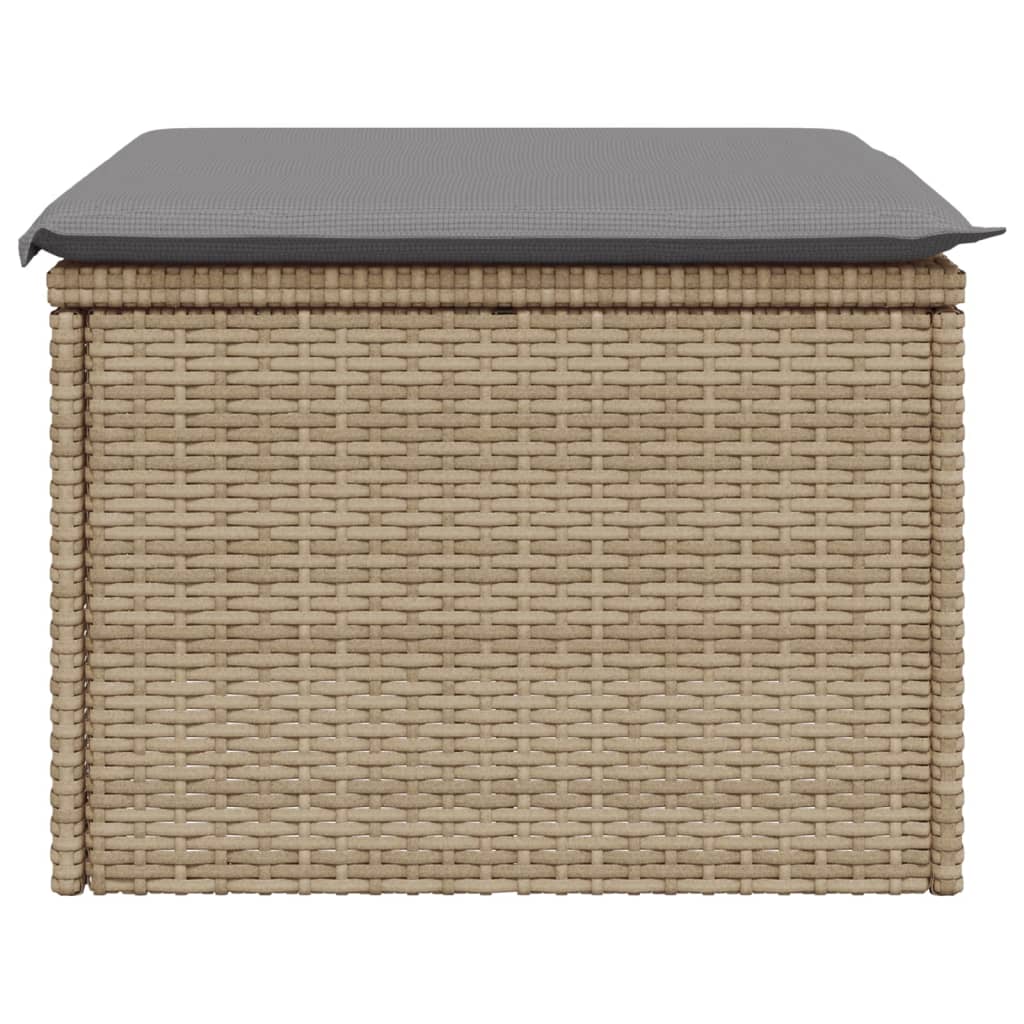 haveskammel med hynde 55x55x37 cm polyrattan beige