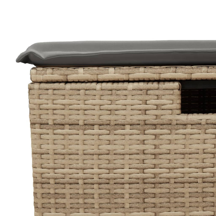 haveskammel med hynde 55x55x37 cm polyrattan beige