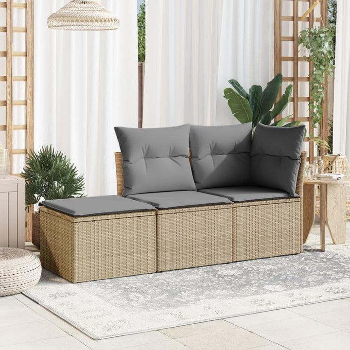 haveskammel med hynde 55x55x37 cm polyrattan beige
