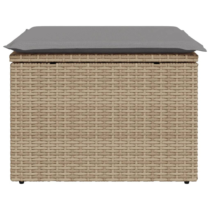 haveskammel med hynde 55x55x37 cm polyrattan beige