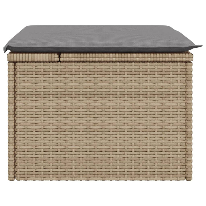 haveskammel med hynde 55x55x37 cm polyrattan beige