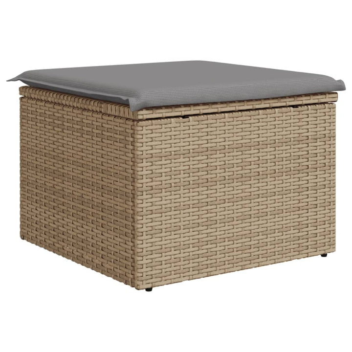 haveskammel med hynde 55x55x37 cm polyrattan beige