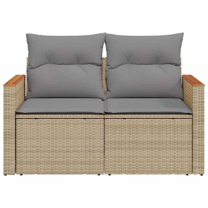 2-personers havesofa med hynder polyrattan beige