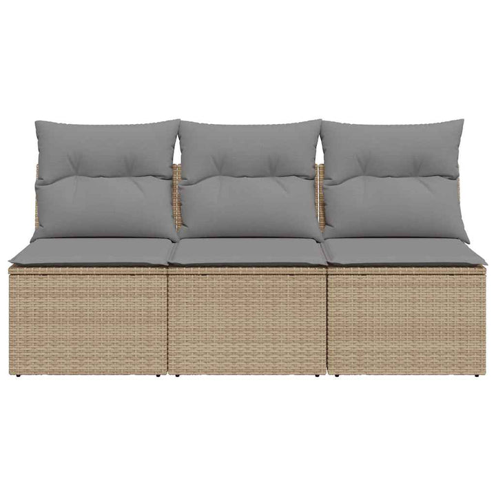 3-personers havesofa med hynder polyrattan beige
