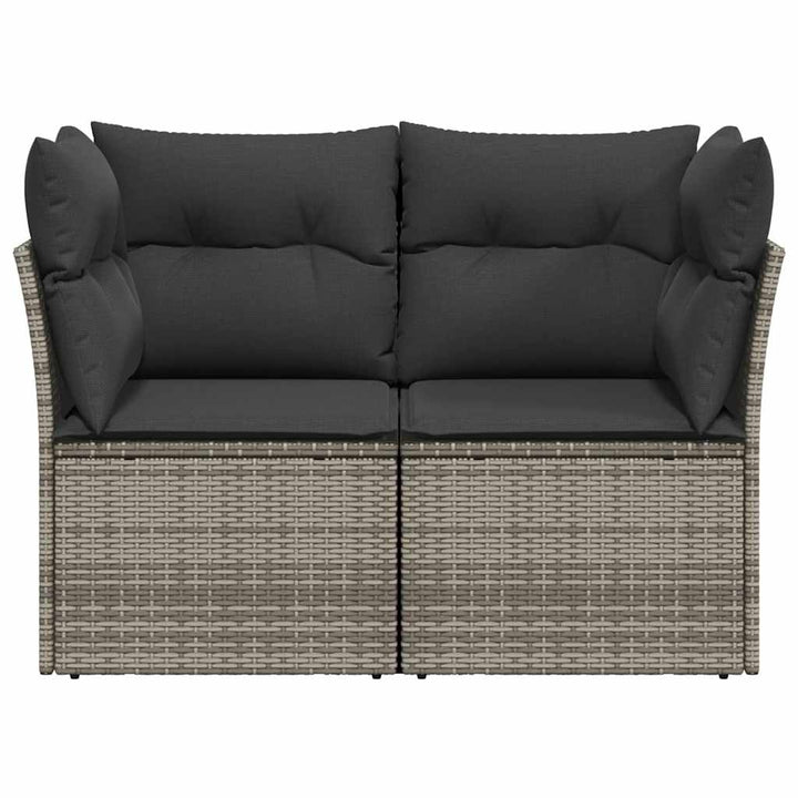 2-personers havesofa med hynder polyrattan grå