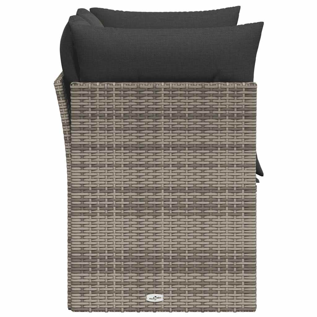 2-personers havesofa med hynder polyrattan grå