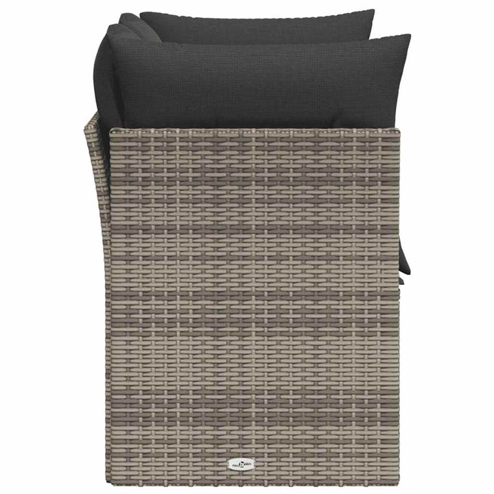 2-personers havesofa med hynder polyrattan grå