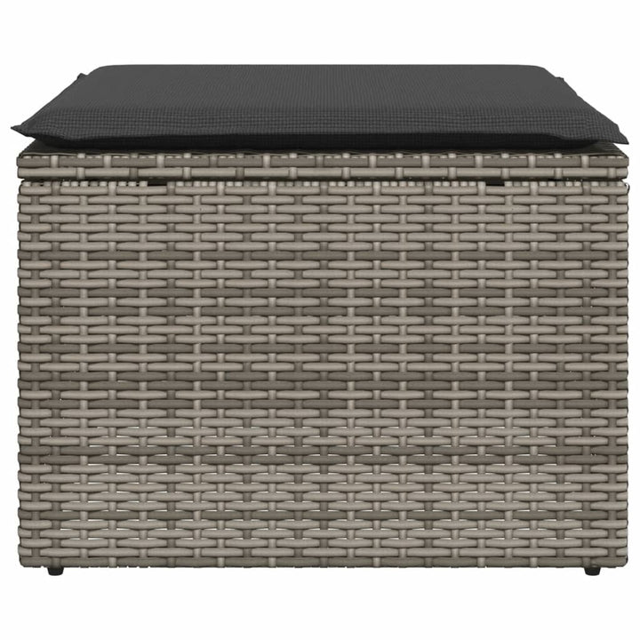 haveskammel med hynde 55x55x37 cm polyrattan grå