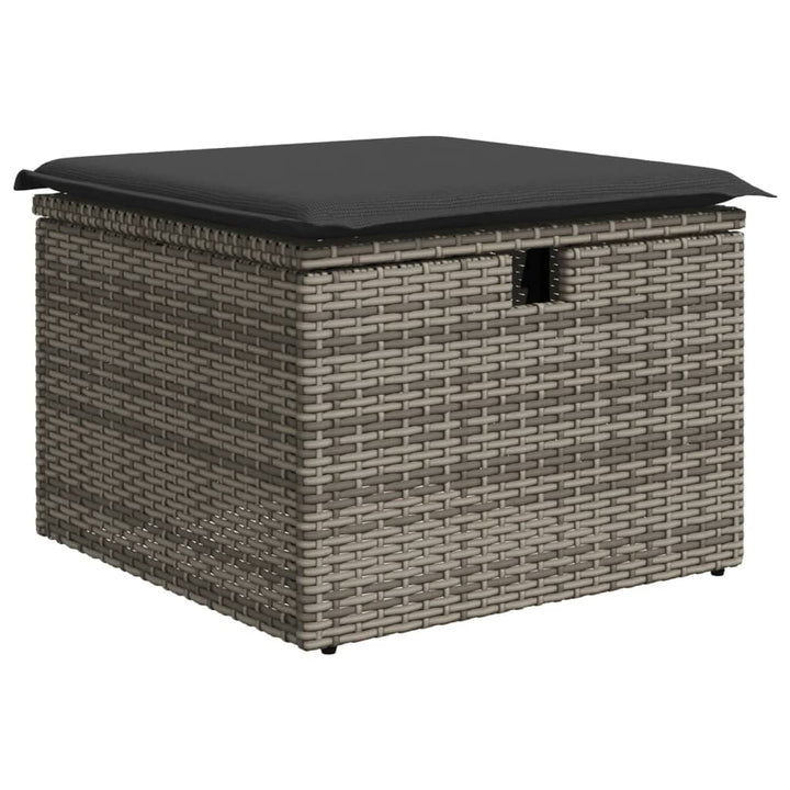 haveskammel med hynde 55x55x37 cm polyrattan grå