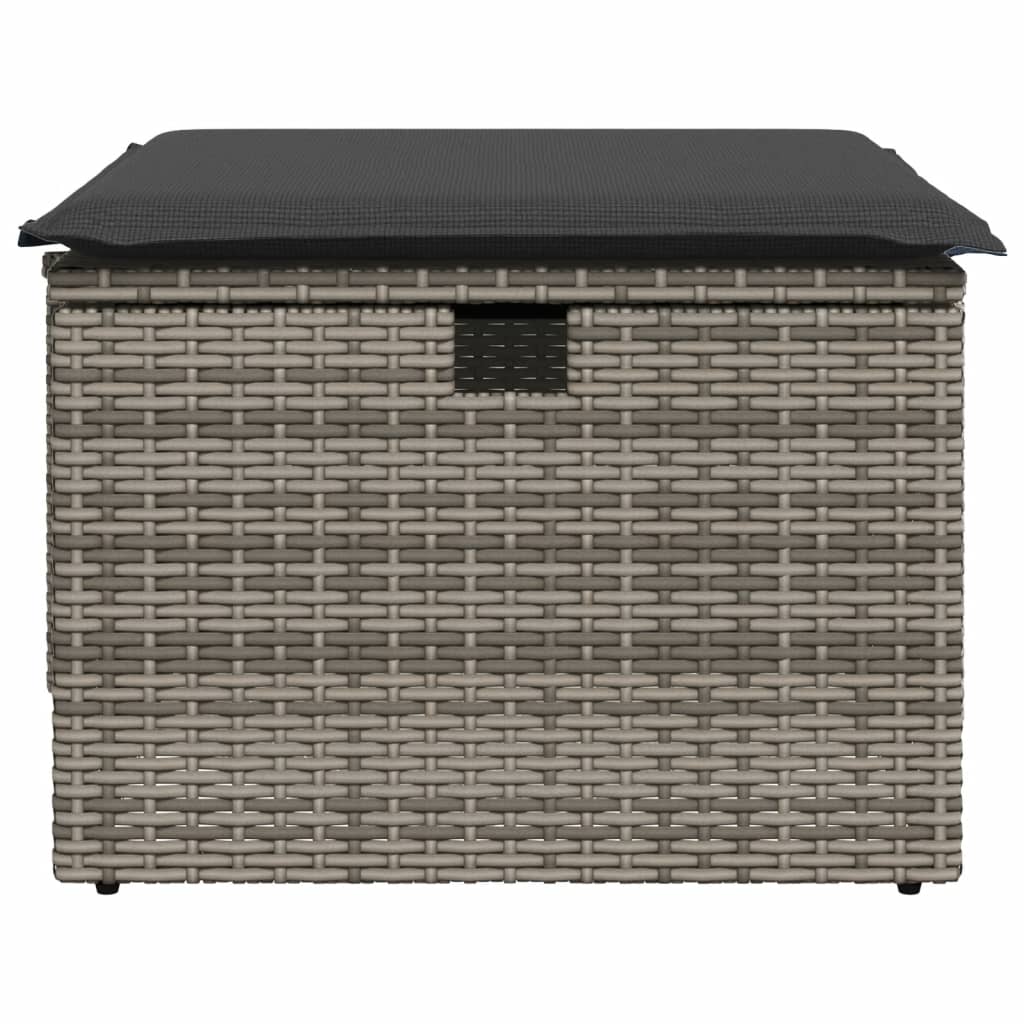 haveskammel med hynde 55x55x37 cm polyrattan grå