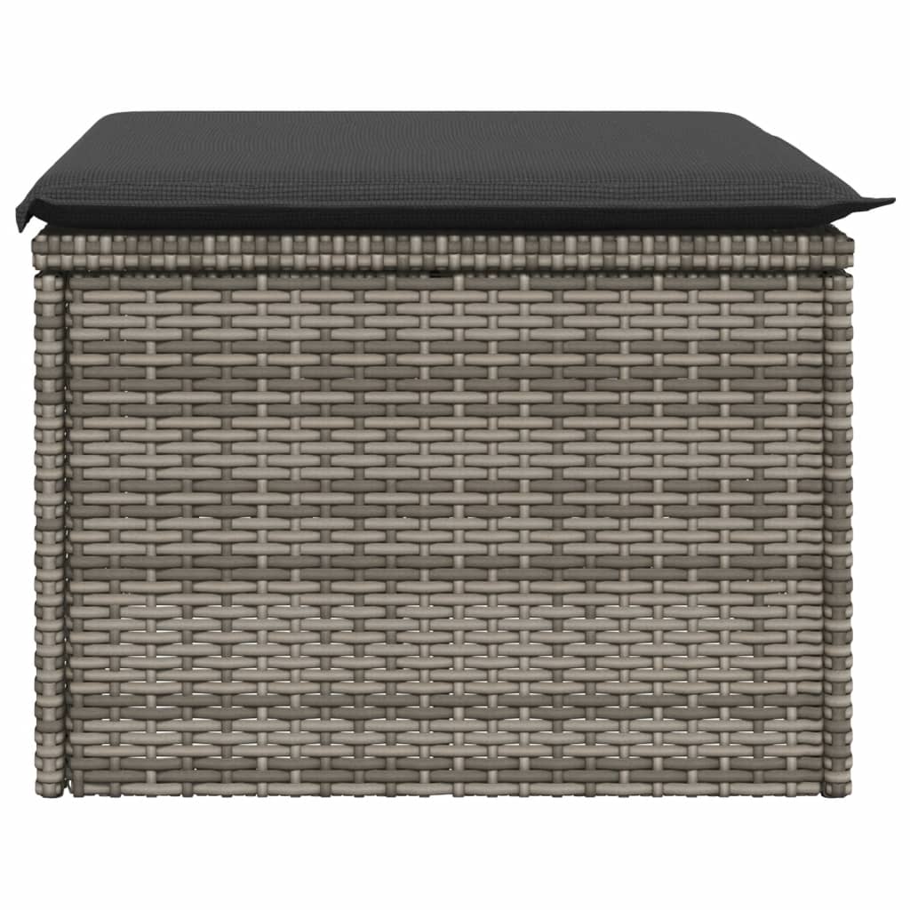haveskammel med hynde 55x55x37 cm polyrattan grå
