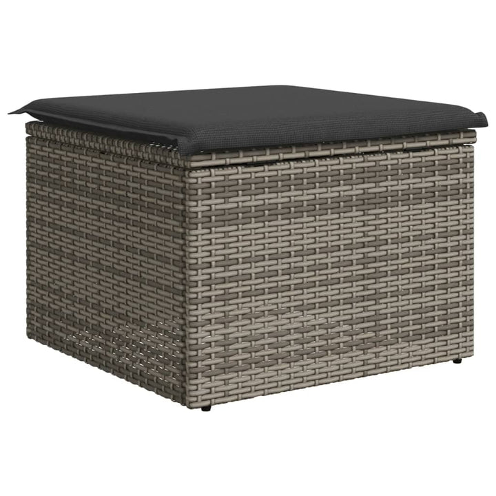 haveskammel med hynde 55x55x37 cm polyrattan grå