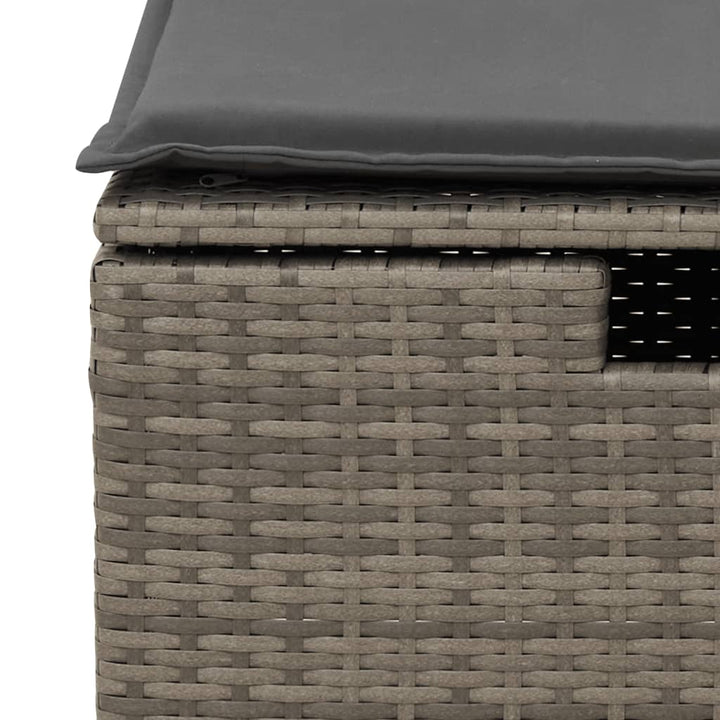 haveskammel med hynde 55x55x37 cm polyrattan grå