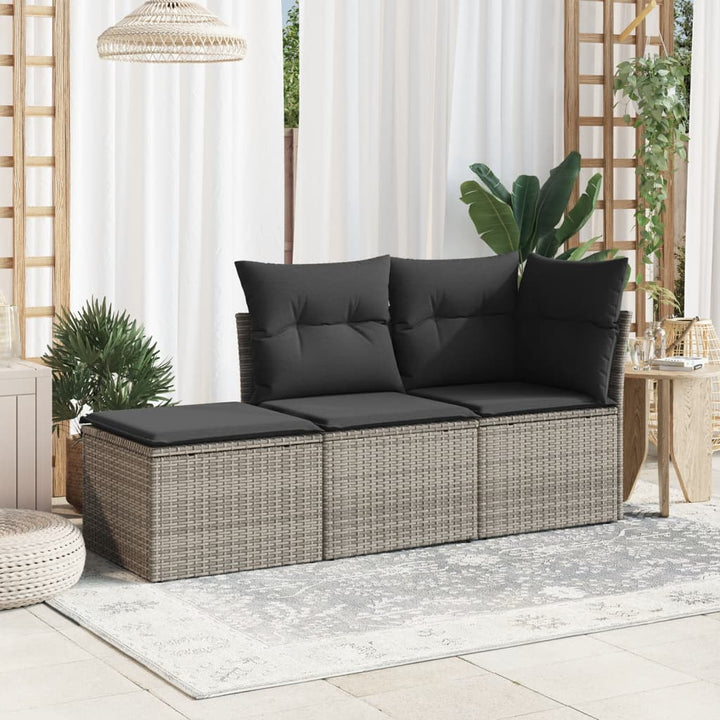 haveskammel med hynde 55x55x37 cm polyrattan grå