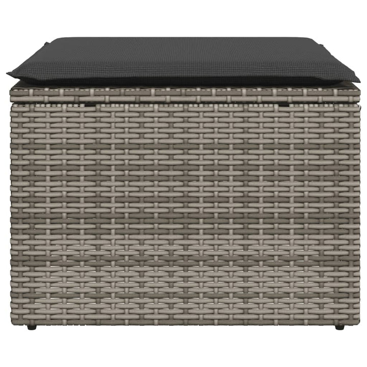 haveskammel med hynde 55x55x37 cm polyrattan grå